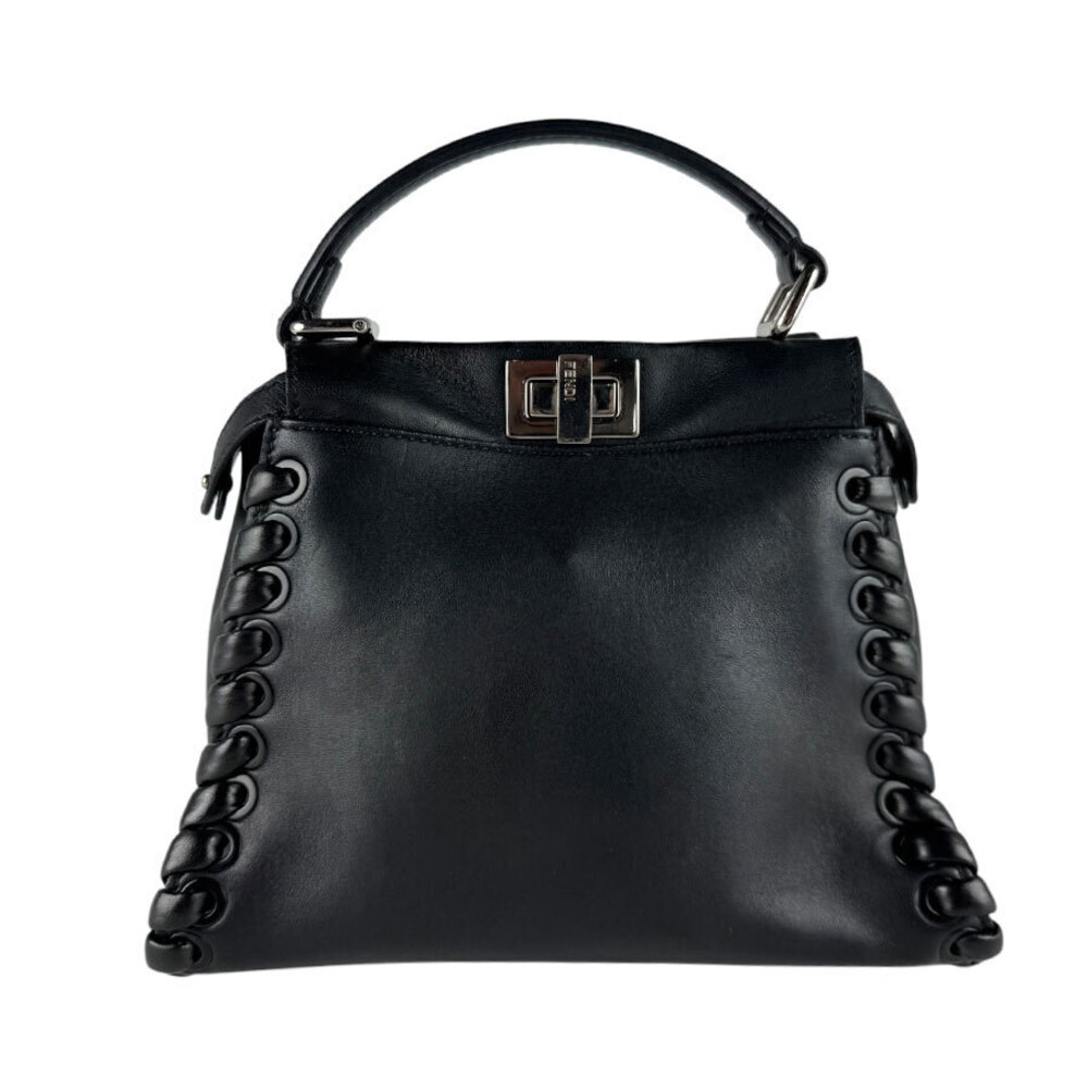 Fendi 2way Shoulder Bag Peekaboo Leather Black